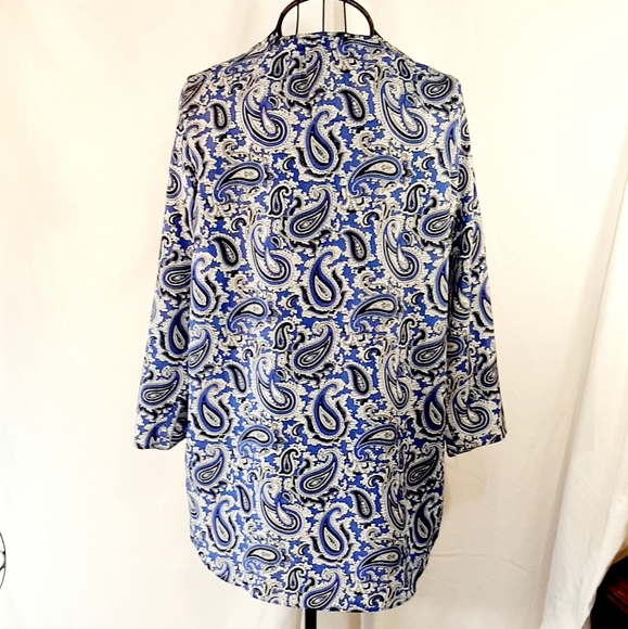 MICHAEL Michael Kors Blue & White Paisley Top - Picture 9 of 10